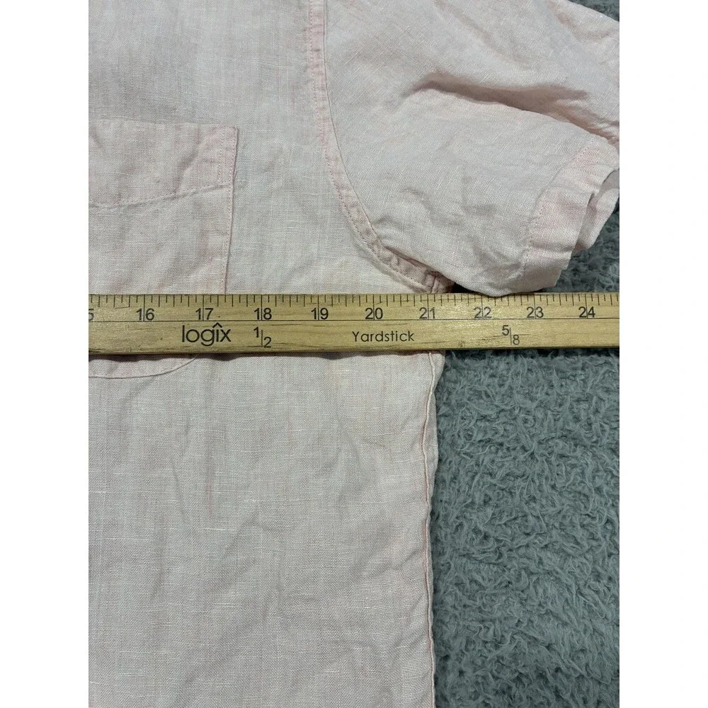 J.Crew Shirt Mens Large Pink Baird McNutt Irish Linen Short Sleeve Button Up